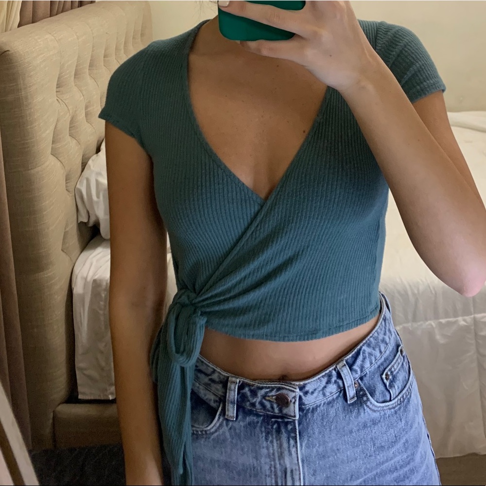 Urban outfitters green wrap top